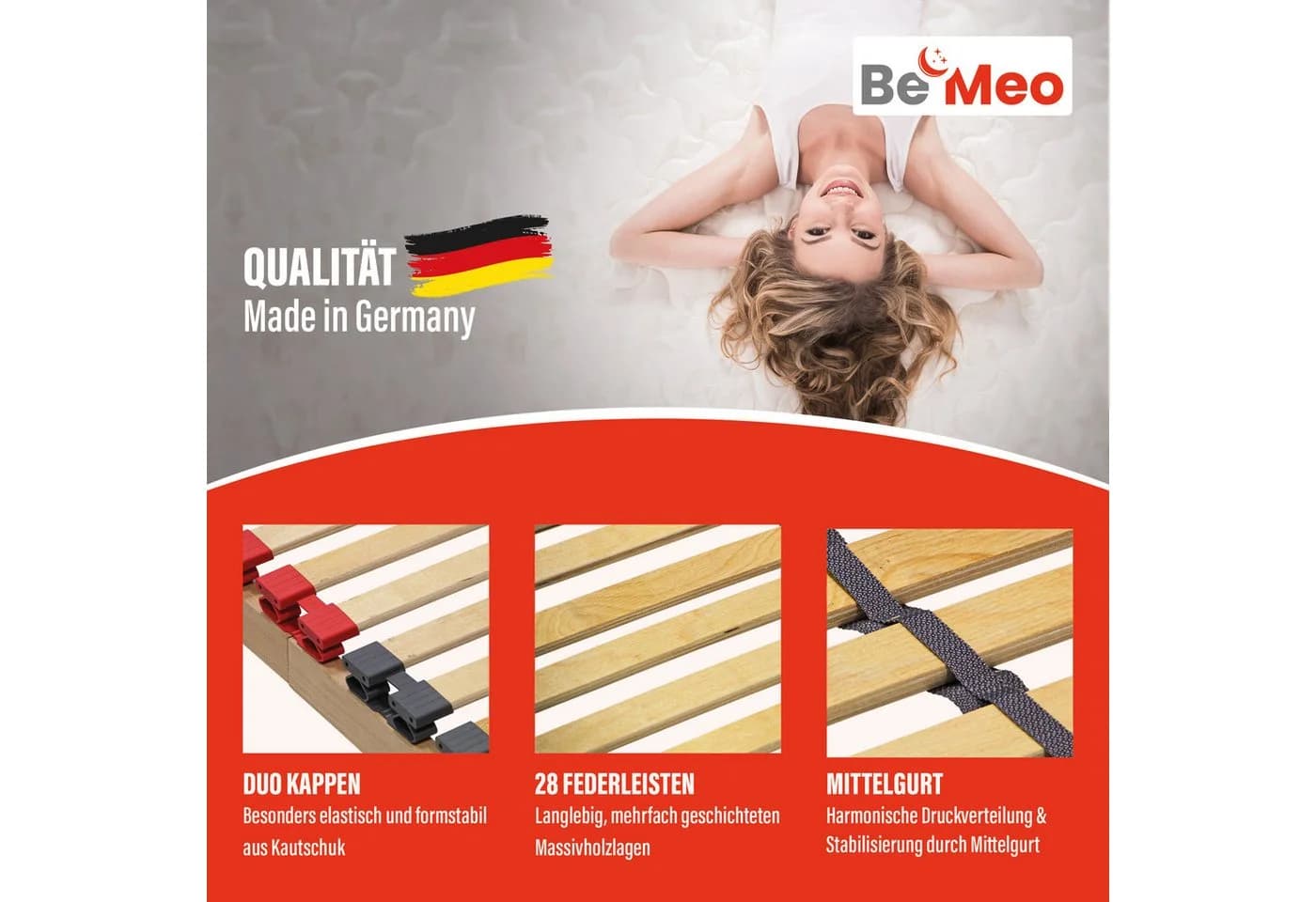 BeMeo Basic Lattenrost 80x200 cm 7 Zonen Stabil - Bild 5