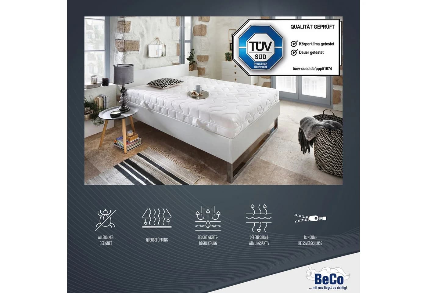 BeCo Komfortschaummatratze Double Deluxe 20 Weiß 7-Zonen