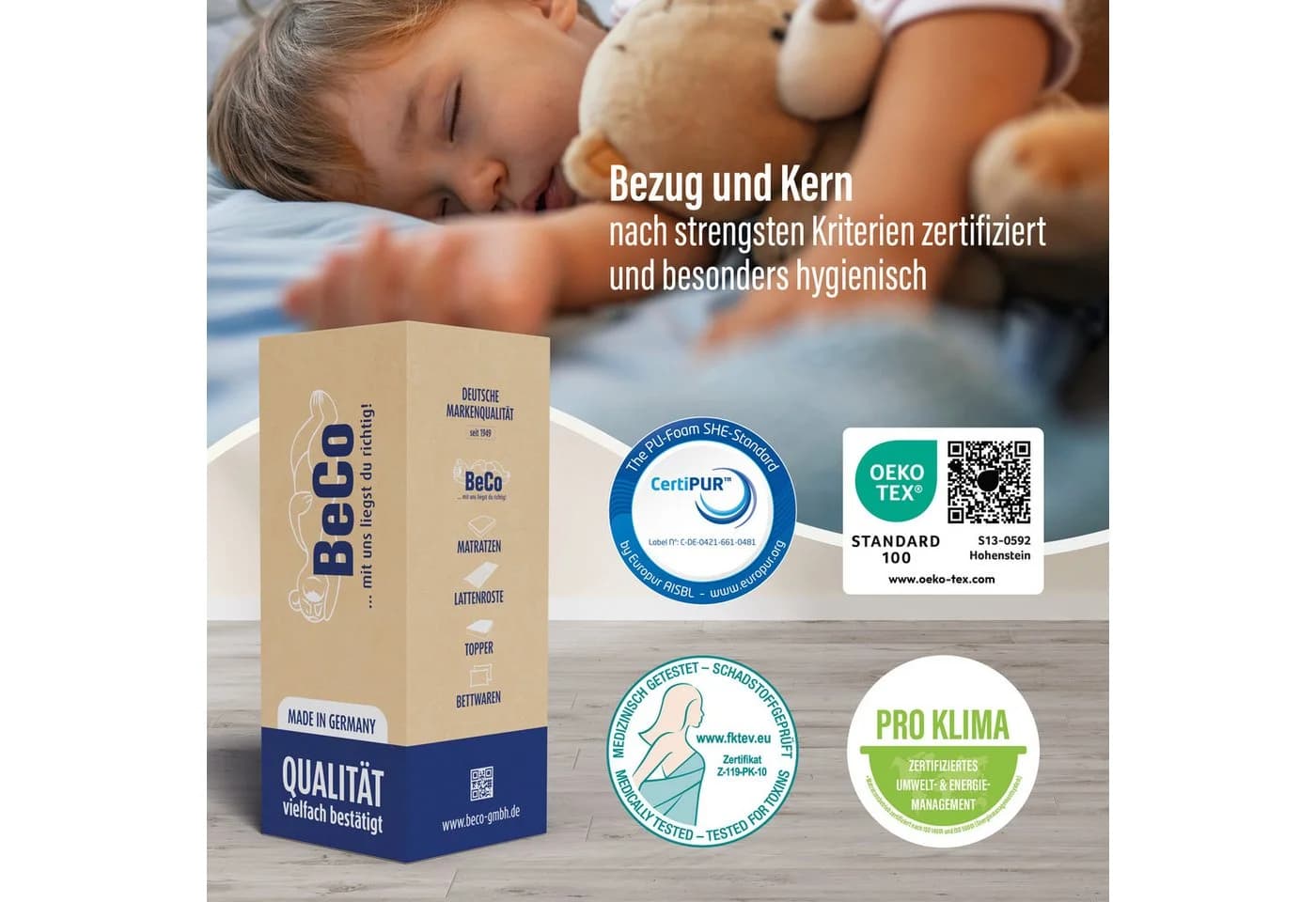 Kindermatratze BeCo Kaja, ergonomisch, hygienisch und strapazierfähig, Kinder, 11cm, Polyester Bezug - Bild 4