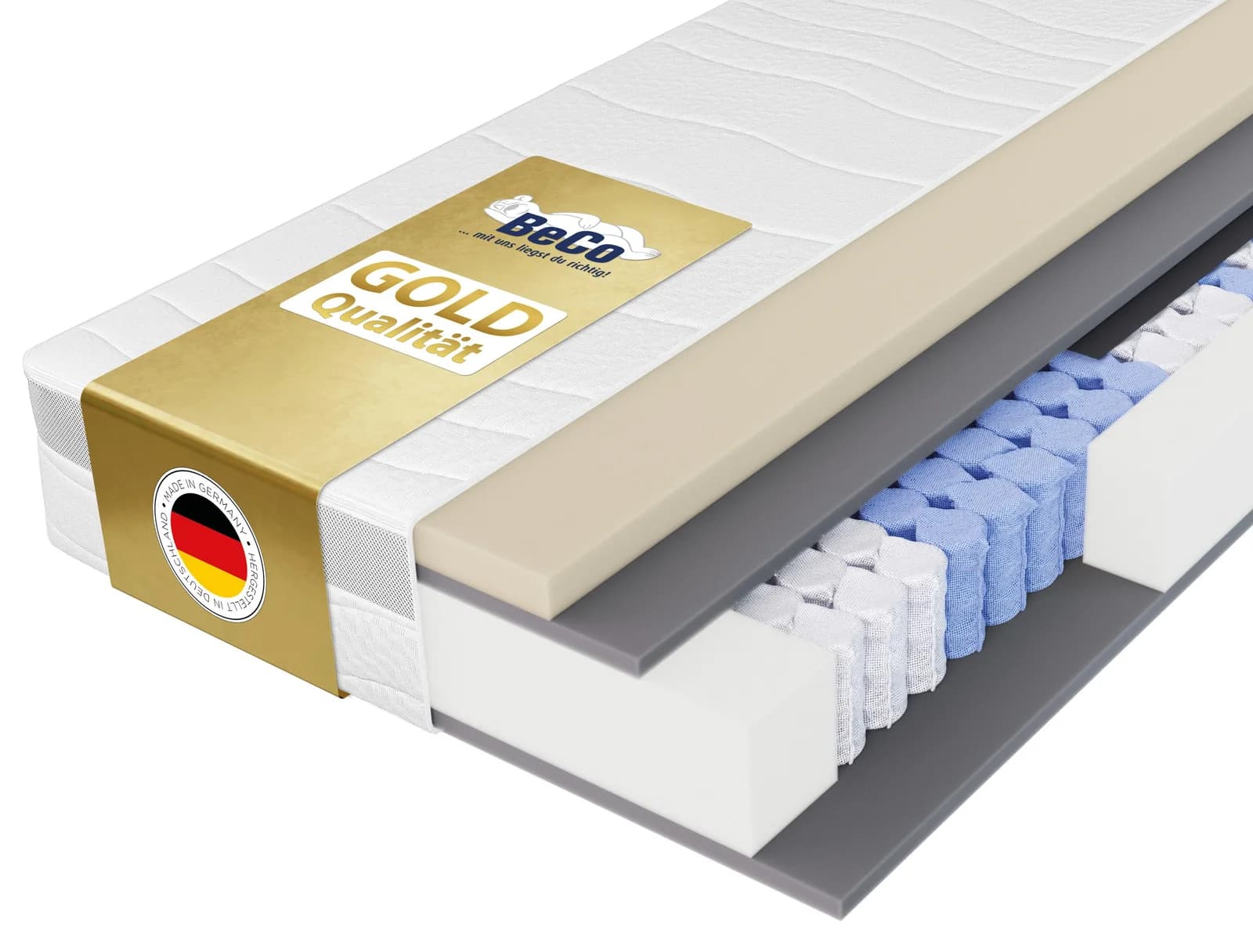 Taschenfederkernmatratze BECO Feel Like Latex ONE TFK - GOLD 100x200 cm