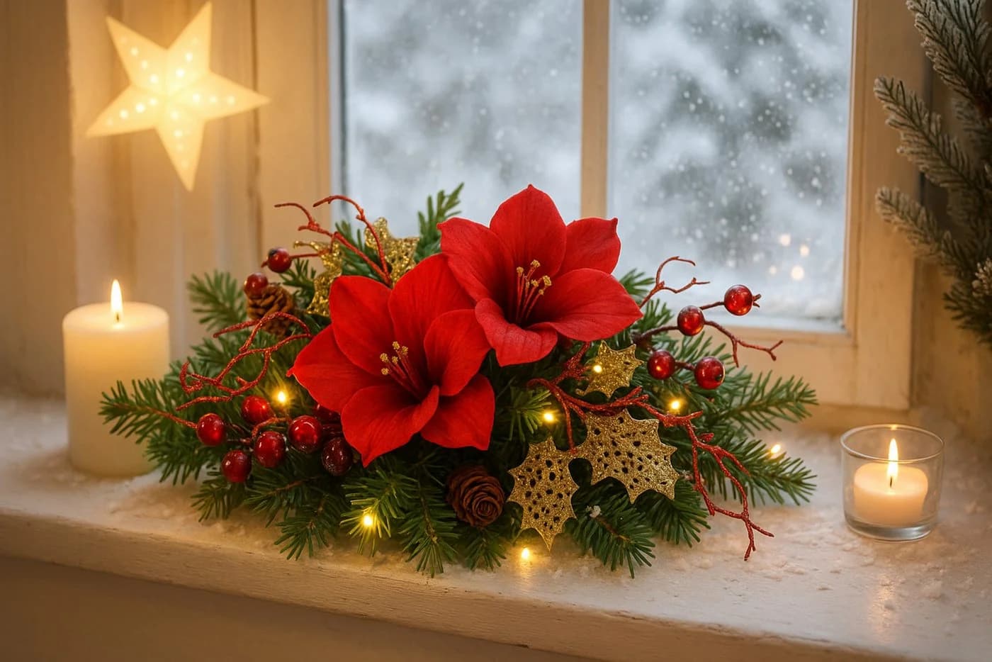 Kunstpflanze Tannenleger I.GE.A. 10 cm Amaryllis Zapfen Beeren Kunststoff Weihnachtsdeko