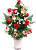 I.GE.A. Kunstpflanze Rosen Arrangement Rot/Weiß mit Keramikvase Bild 2