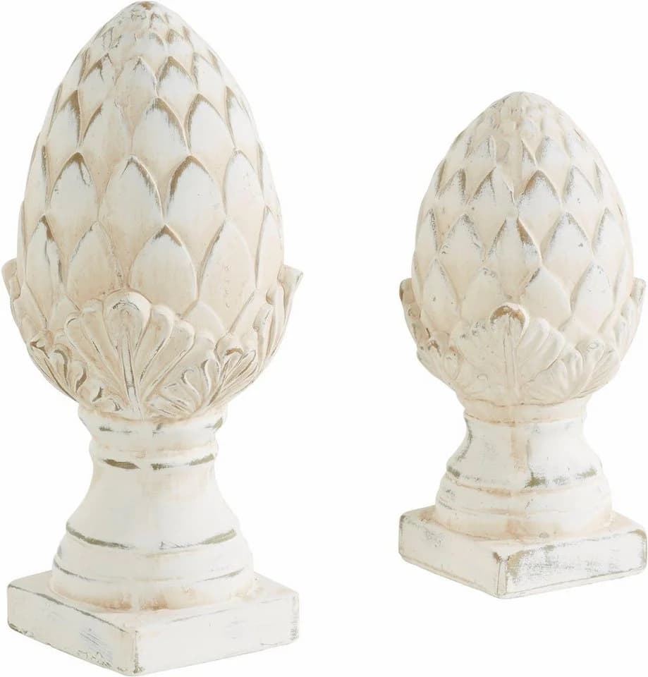 I.GE.A. Dekoobjekt Zapfen Set 2 St. Beige Keramik