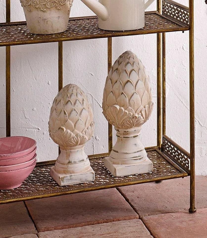 I.GE.A. Dekoobjekt Zapfen Set 2 St. Beige Keramik - Bild 2