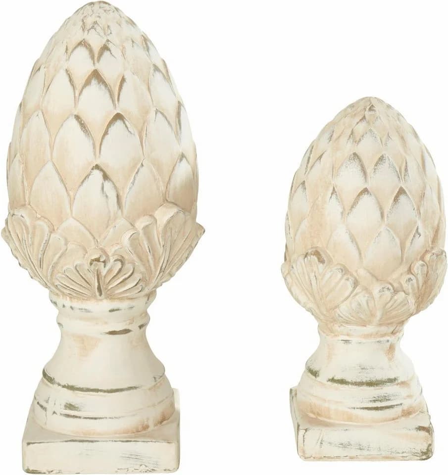 I.GE.A. Dekoobjekt Zapfen Set 2 St. Beige Keramik - Bild 3