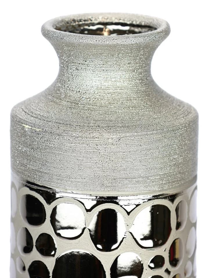 I.GE.A. Tischvase aus Keramik Beige Champagner Zylindrisch