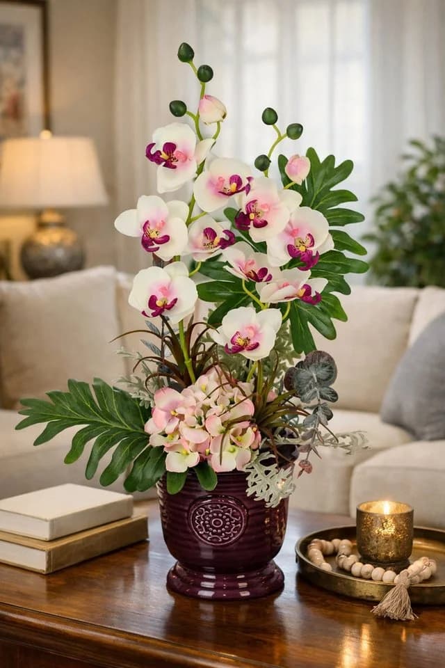 I.GE.A. Kunstpflanze Orchidee mit Keramiktopf 50 cm