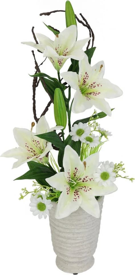 I.GE.A. Kunstpflanze Lilien Grün/Weiß 55 cm - Bild 2