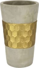 I.GE.A. Dekovase Goldverziert Betonoptik Zylindervase Grau/Gold Bild 2