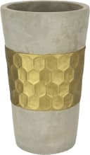 I.GE.A. Dekovase Goldverziert Betonoptik Zylindervase Grau/Gold Bild 4