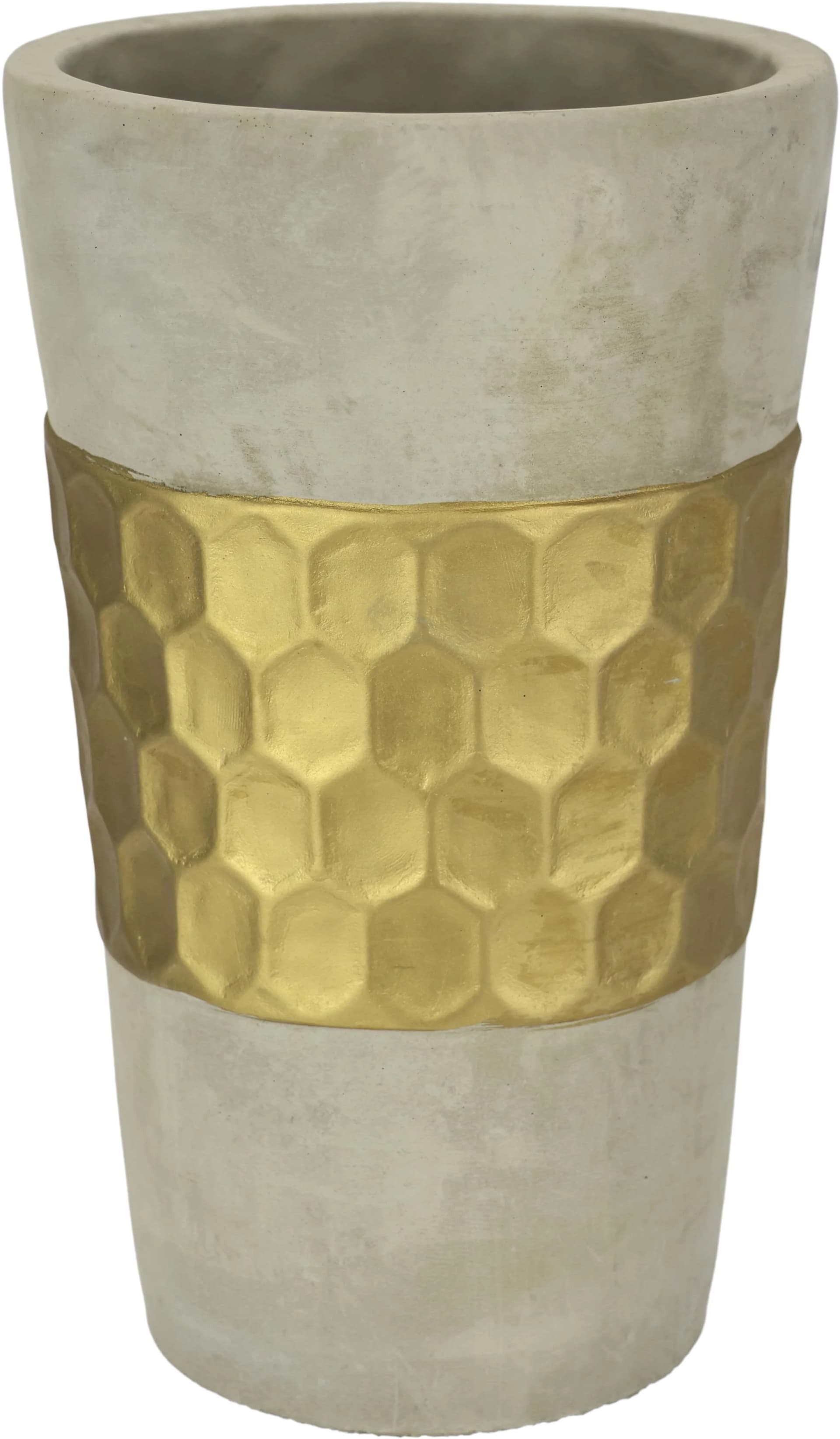 I.GE.A. Dekovase Goldverziert Betonoptik Zylindervase Grau/Gold - Bild 4