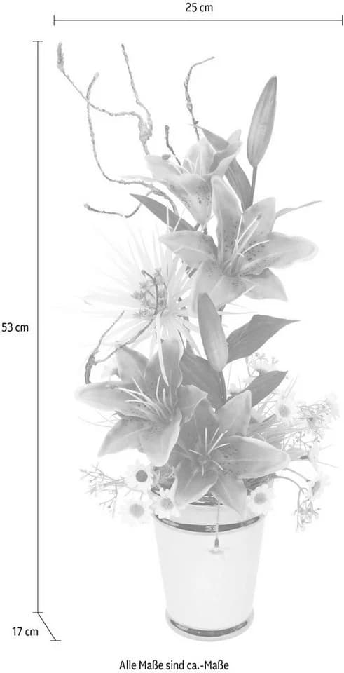I.GE.A. Kunstpflanze Arrangement Lilien in Topf Orange Keramik