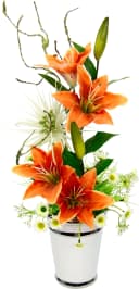 I.GE.A. Kunstpflanze Arrangement Lilien in Topf Orange Keramik Bild 3