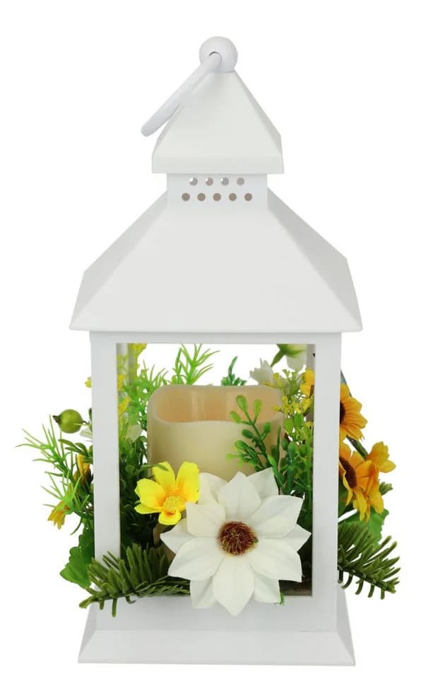 I.GE.A. Windlicht Laterne mit Sonnenblume Schmetterling Kerze - Bild 2