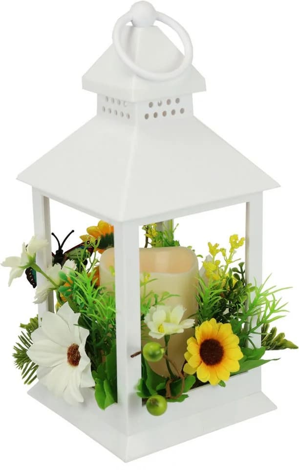 I.GE.A. Windlicht Laterne mit Sonnenblume Schmetterling Kerze - Bild 3