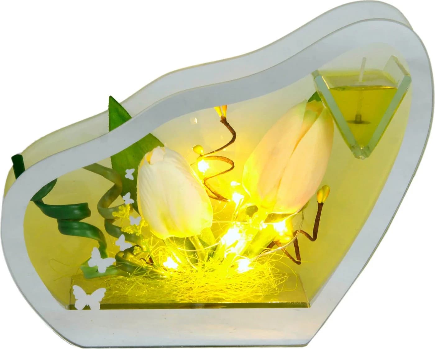 I.GE.A. Kunstpflanze Gelkerze mit LED-Beleuchtung im Glas - Bild 2