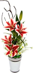 I.GE.A. Kunstpflanze Lilien mit Keramiktopf Rot Bild 2