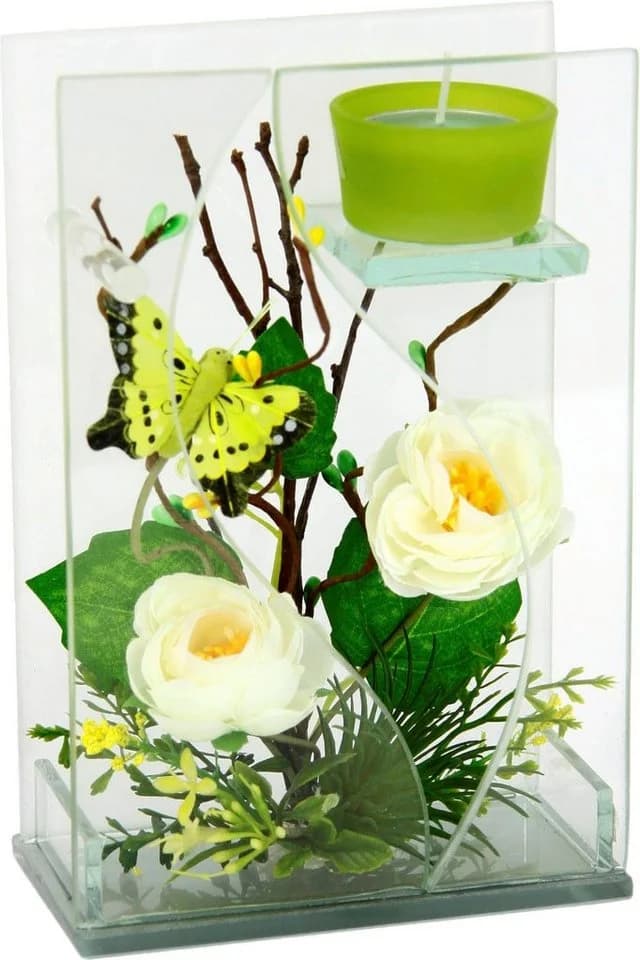 Home affaire Kerzenhalter Set 2 St. Grün Blumendesign