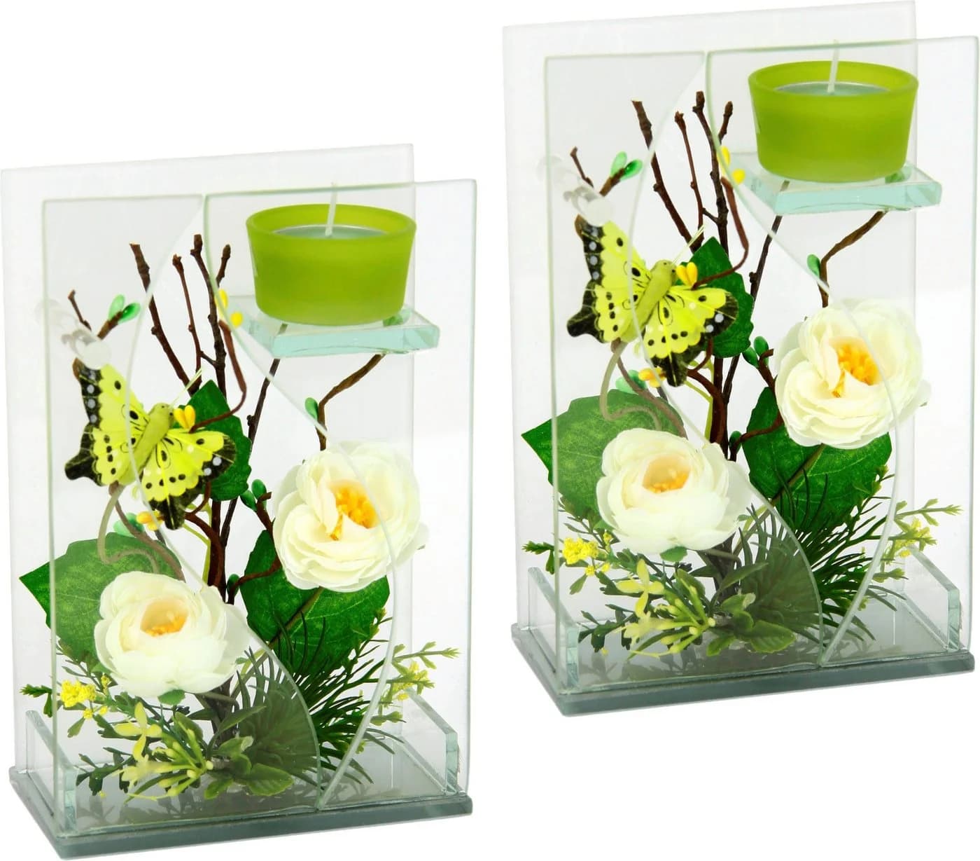 Home affaire Kerzenhalter Set 2 St. Grün Blumendesign - Bild 2