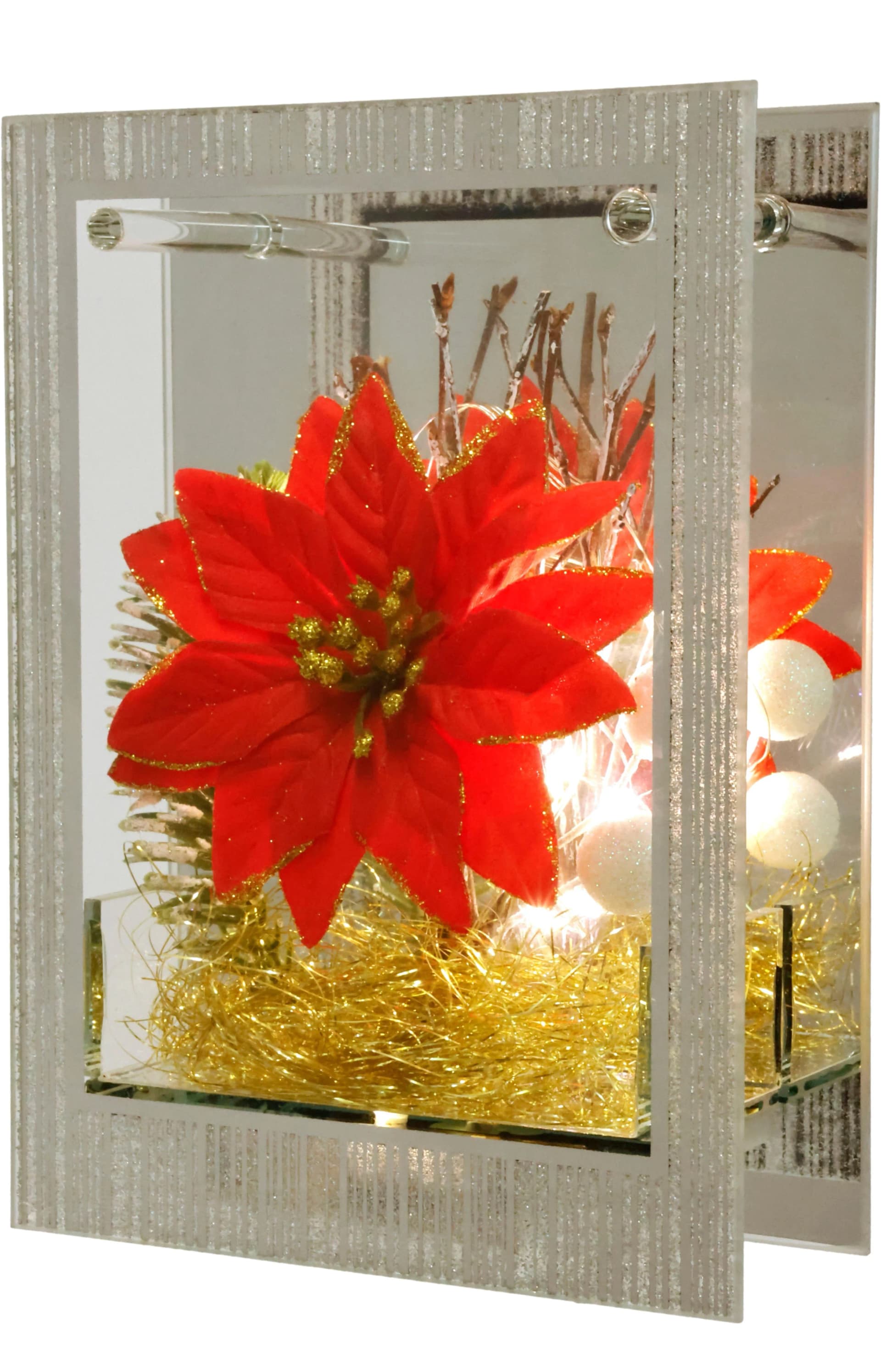 LED-Dekofigur I.GE.A. Dekoobjekt aus Glas mit LED Licht Rot 16x21cm