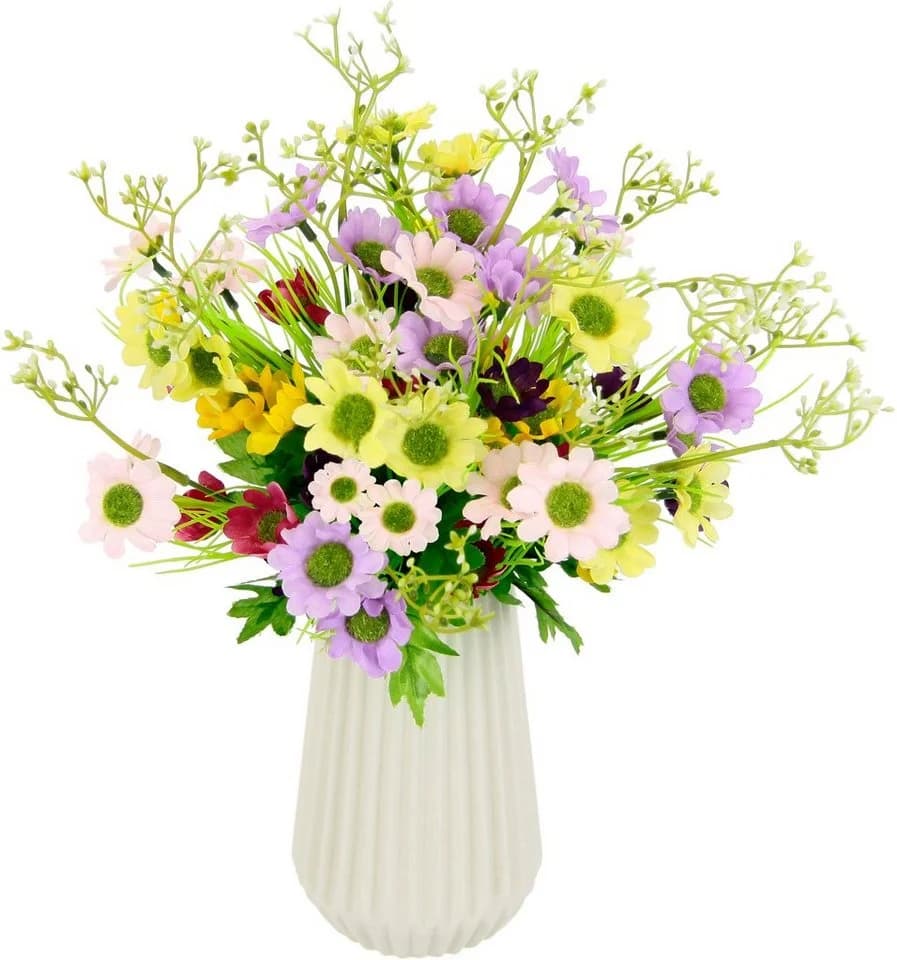 I.GE.A. Kunstblumenstrauß Margeriten-Mix in Keramikvase Bunt