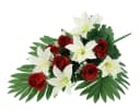 I.GE.A. Kunstblumenstrauß Rosen/Lilien Rot/Weiß Grabdeko Bild 1