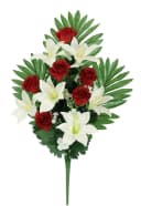 I.GE.A. Kunstblumenstrauß Rosen/Lilien Rot/Weiß Grabdeko Bild 2