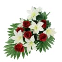 I.GE.A. Kunstblumenstrauß Rosen/Lilien Rot/Weiß Grabdeko Bild 4