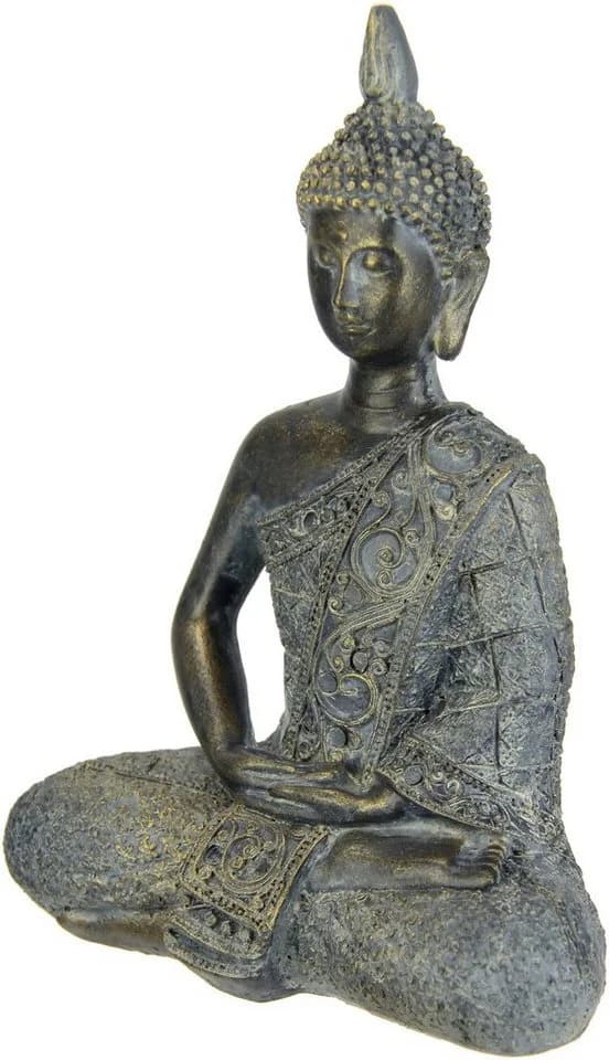 I.GE.A. Buddha Figur sitzend meditierend Statue braun-grau Polyresin