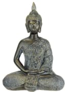 I.GE.A. Buddha Figur sitzend meditierend Statue braun-grau Polyresin Bild 2