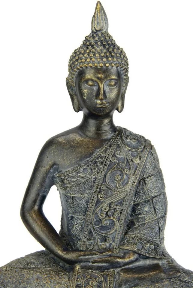 I.GE.A. Buddha Figur sitzend meditierend Statue braun-grau Polyresin - Bild 3