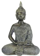 I.GE.A. Buddha Figur sitzend meditierend Statue braun-grau Polyresin Bild 4