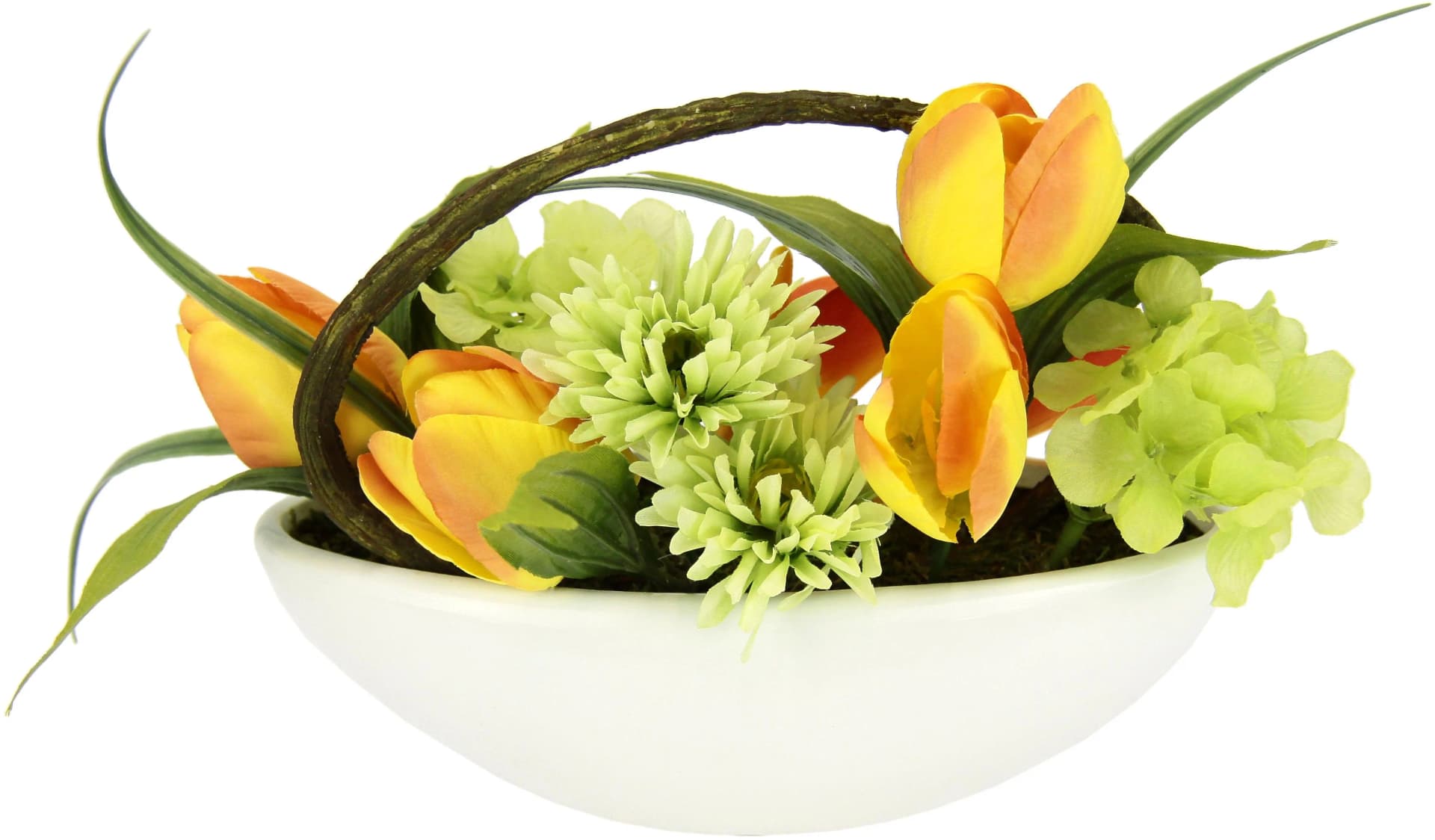 OTTO HOME Kunstblumen-Gesteck Tulpe Calla Hortensie Gerbera Gelb Orange Keramik