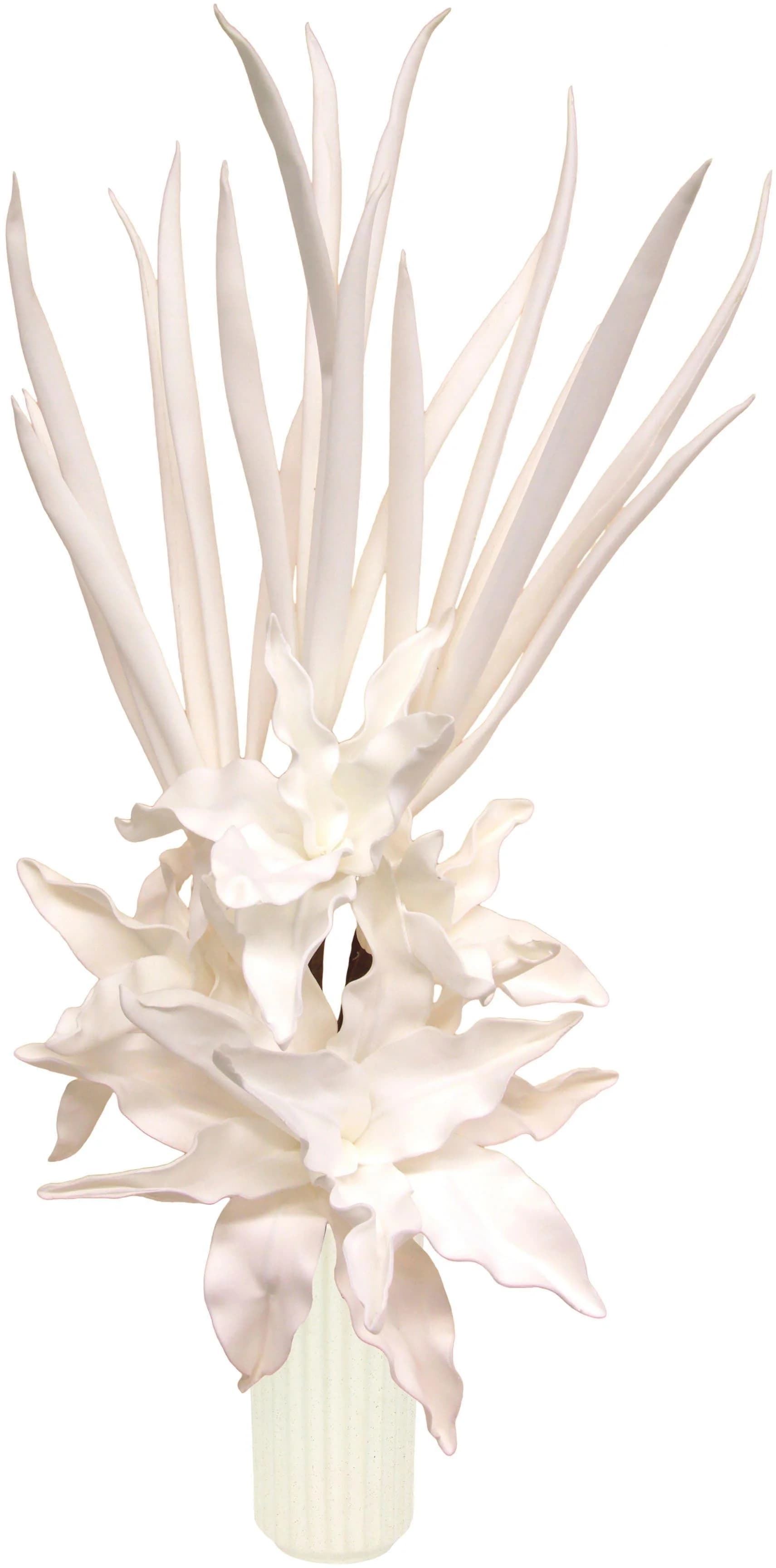I.GE.A. Kunstblume Soft-Blumenarrangement mit Keramikvase Weiß/Silber