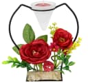 I.GE.A. Teelichthalter Rose Rot mit Kunstrosen und Glaseinsatz Bild 4