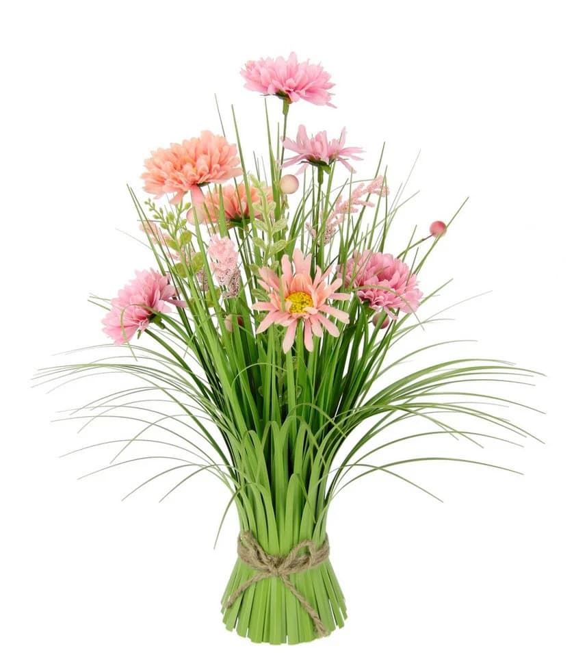I.GE.A. Kunstgras Grasbund mit Dahlien Rosa 40 cm - Bild 2