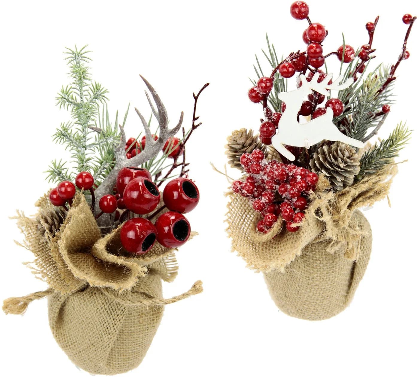 I.GE.A. Weihnachtsgesteck 2er Set Rot Kunstpflanze - Bild 2
