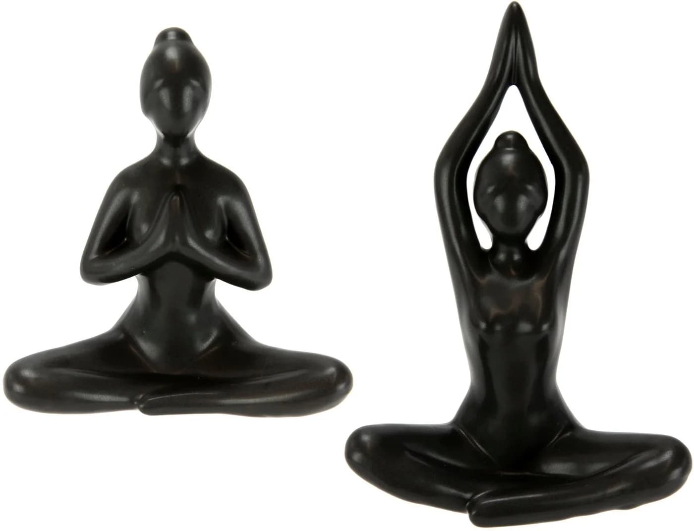 I.GE.A. Dekofigur Yoga-Frau Schwarz Keramik 2er Set - Bild 2