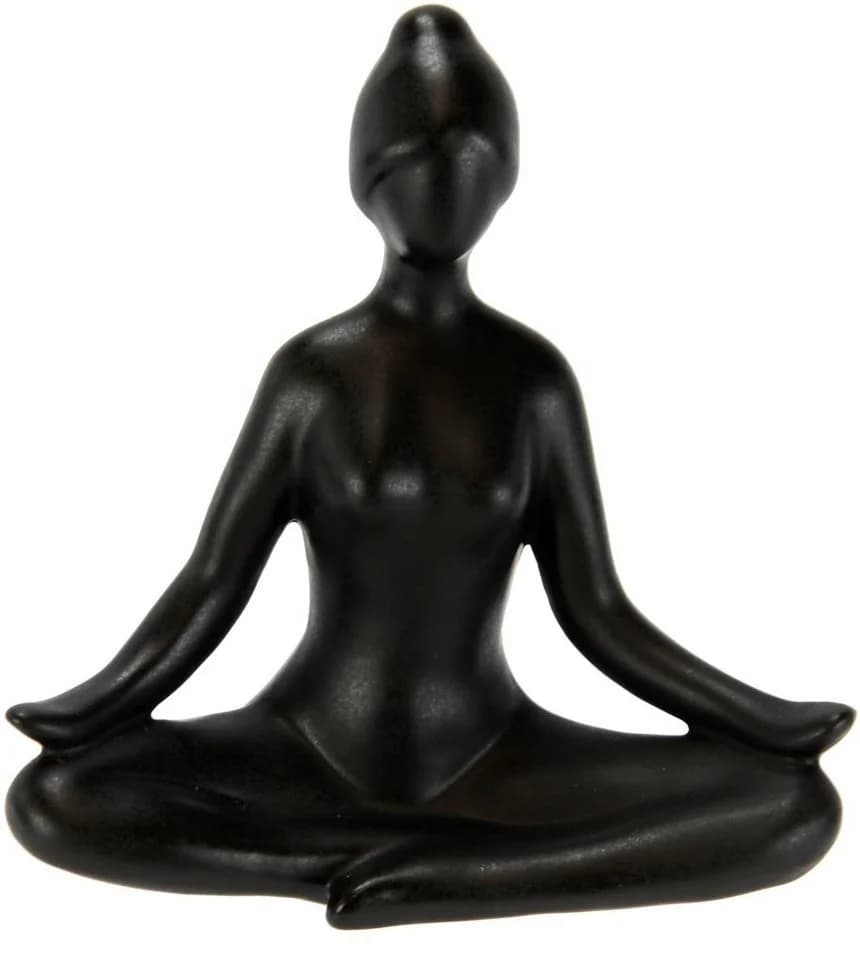 I.GE.A. Yoga-Frau Dekofigur 2er Set Schwarz Keramik