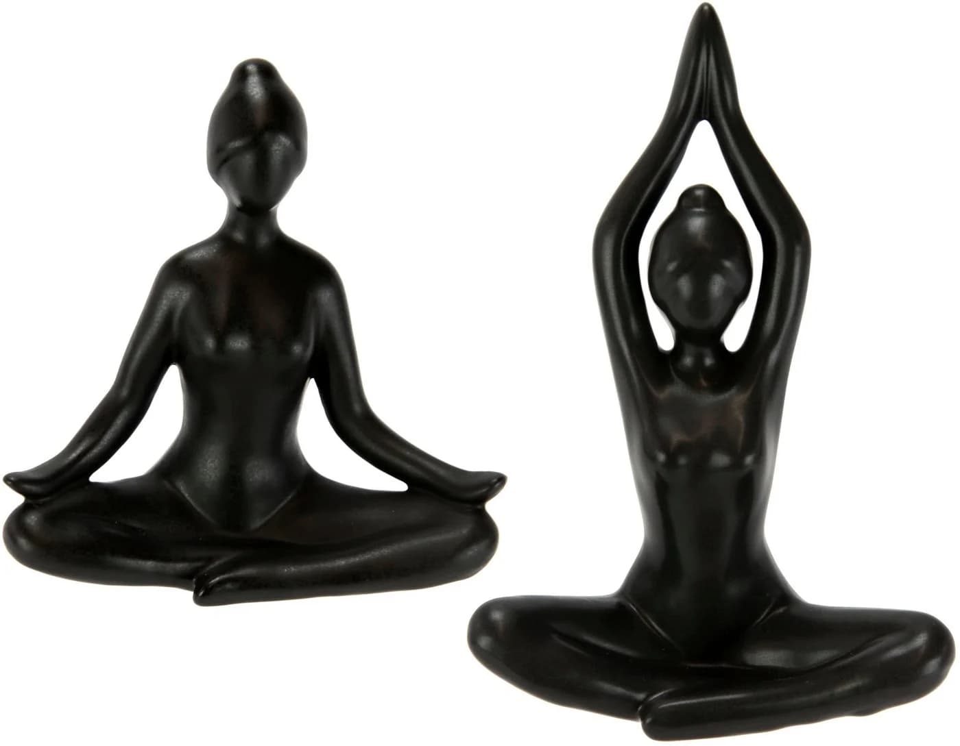I.GE.A. Yoga-Frau Dekofigur 2er Set Schwarz Keramik - Bild 2