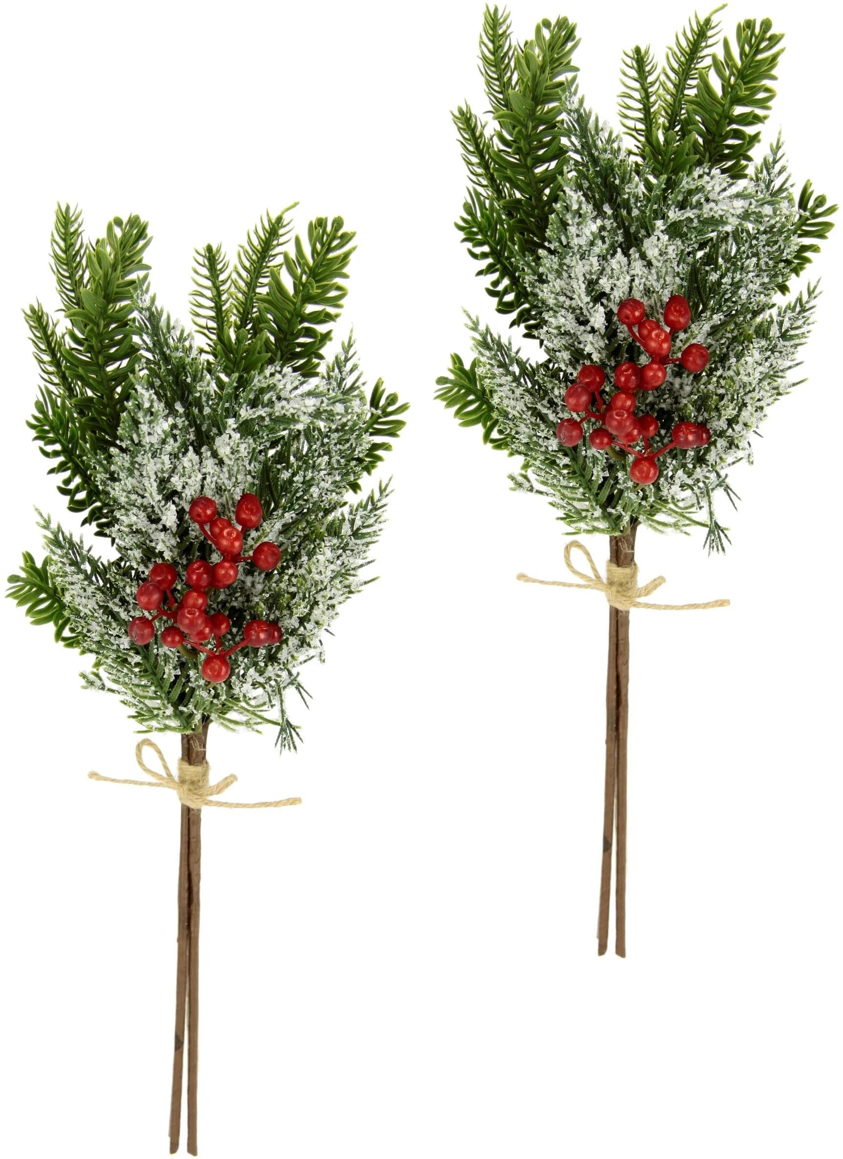 I.GE.A. Winterliche Kunstpflanze Tannenzweig mit Schnee 2er Set