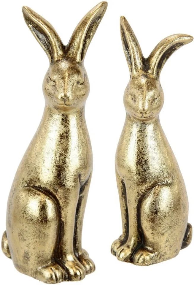 I.GE.A. Osterhasen-Paar Gold Terrakotta Dekofigur - Bild 2