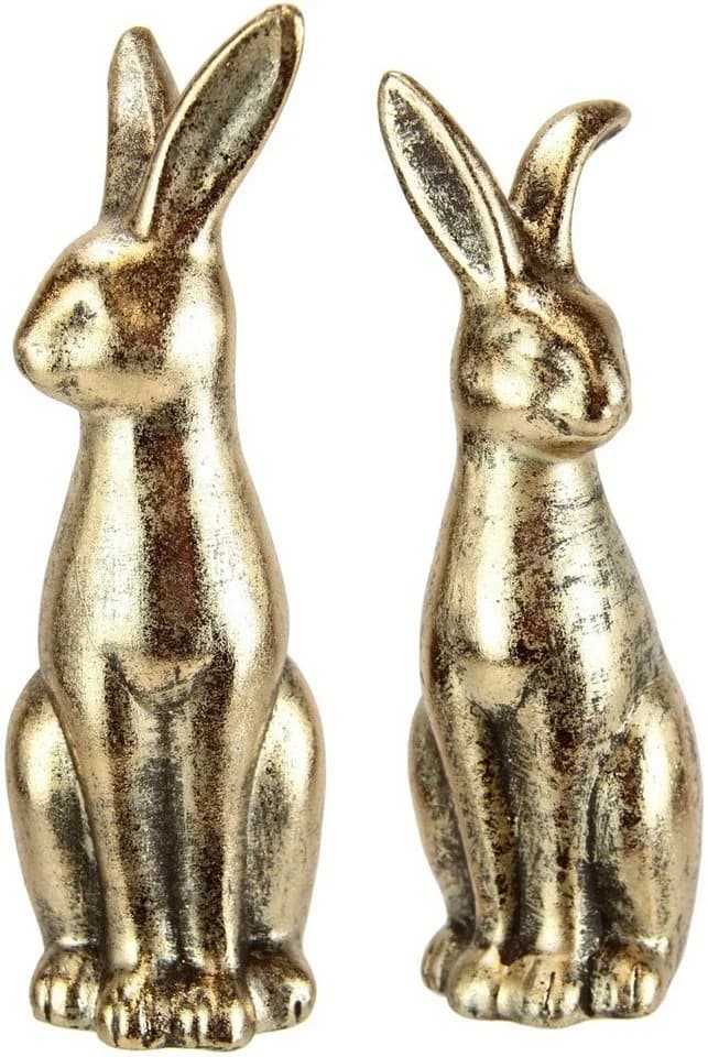 I.GE.A. Osterhasen-Paar Gold Terrakotta Dekofigur - Bild 3