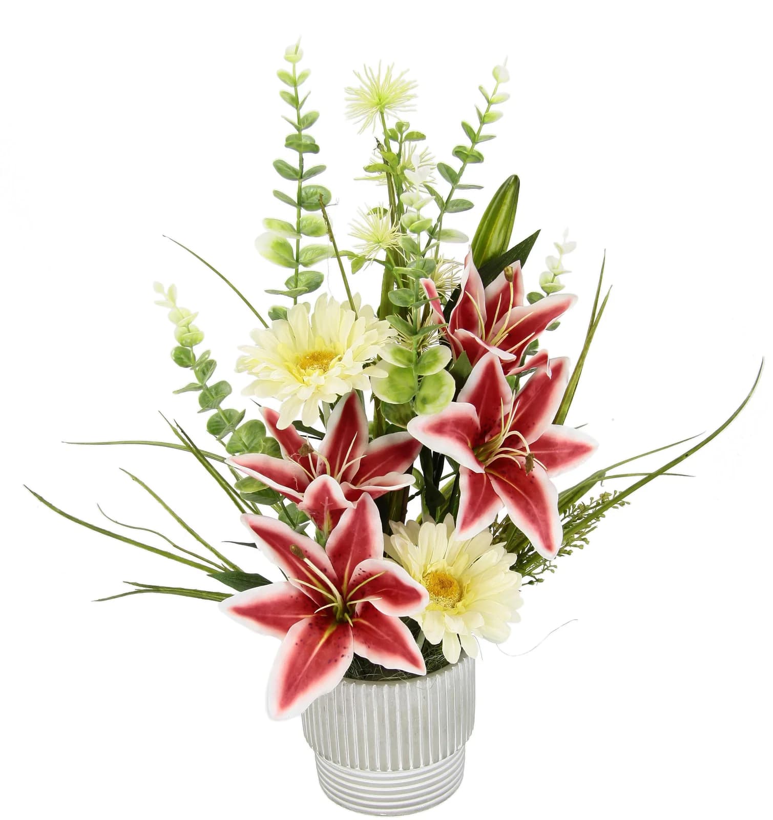 I.GE.A. Kunstblumenarrangement Lilien Gerbera hellrot mit Keramiktopf