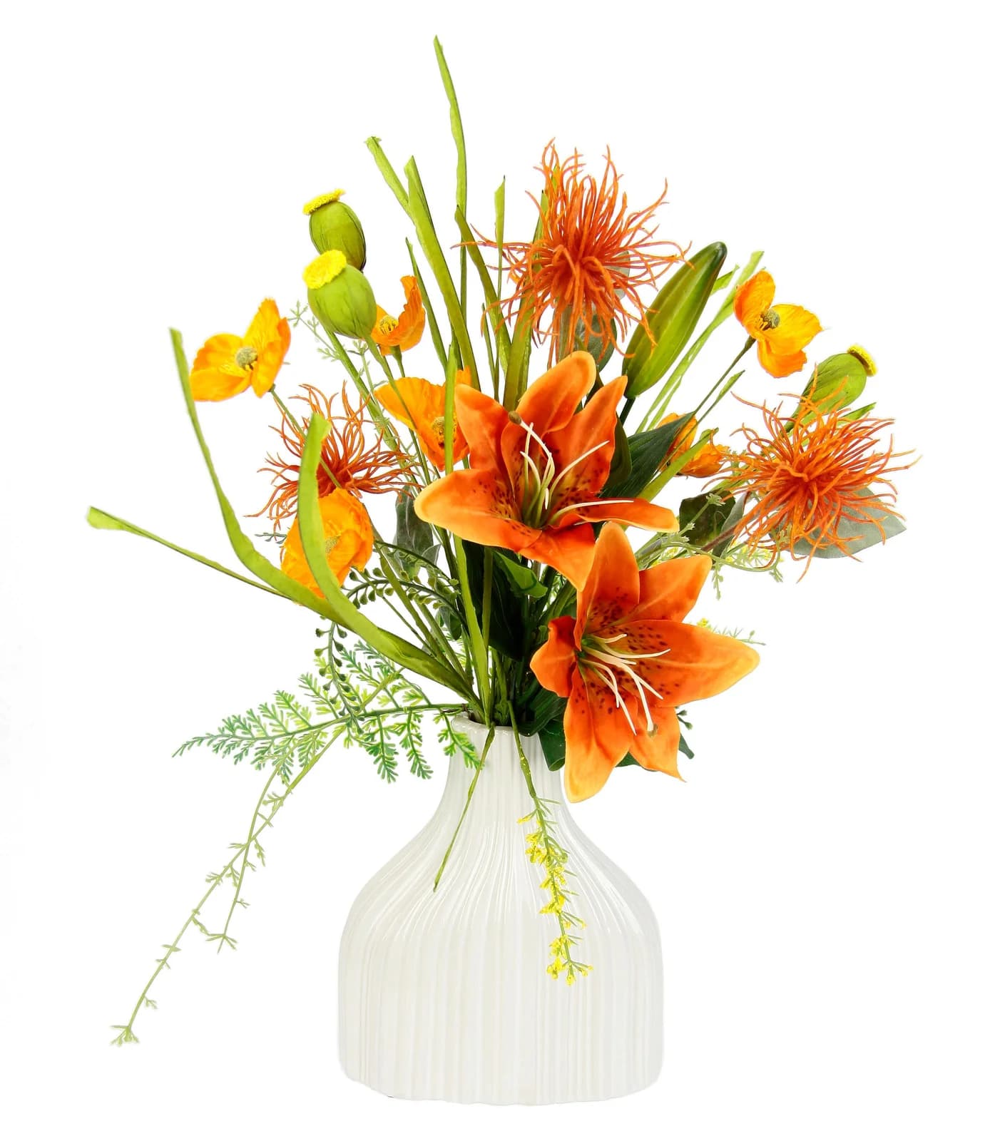 I.GE.A. Kunstblume Lilien & Mohnblumen in Keramikvase Orange