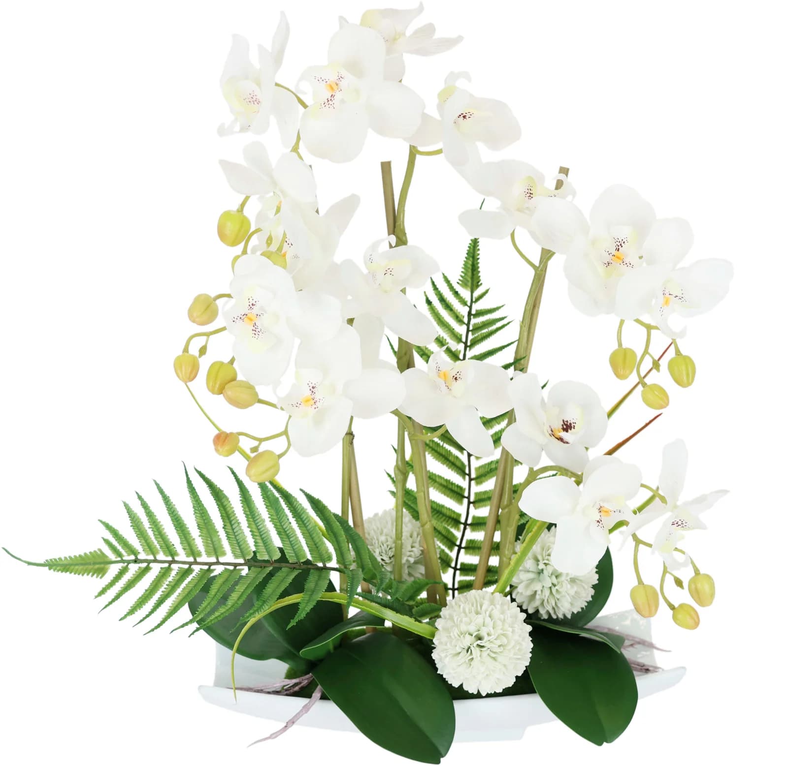 Kunstorchidee Phalaenopsis weiß in Keramikschale