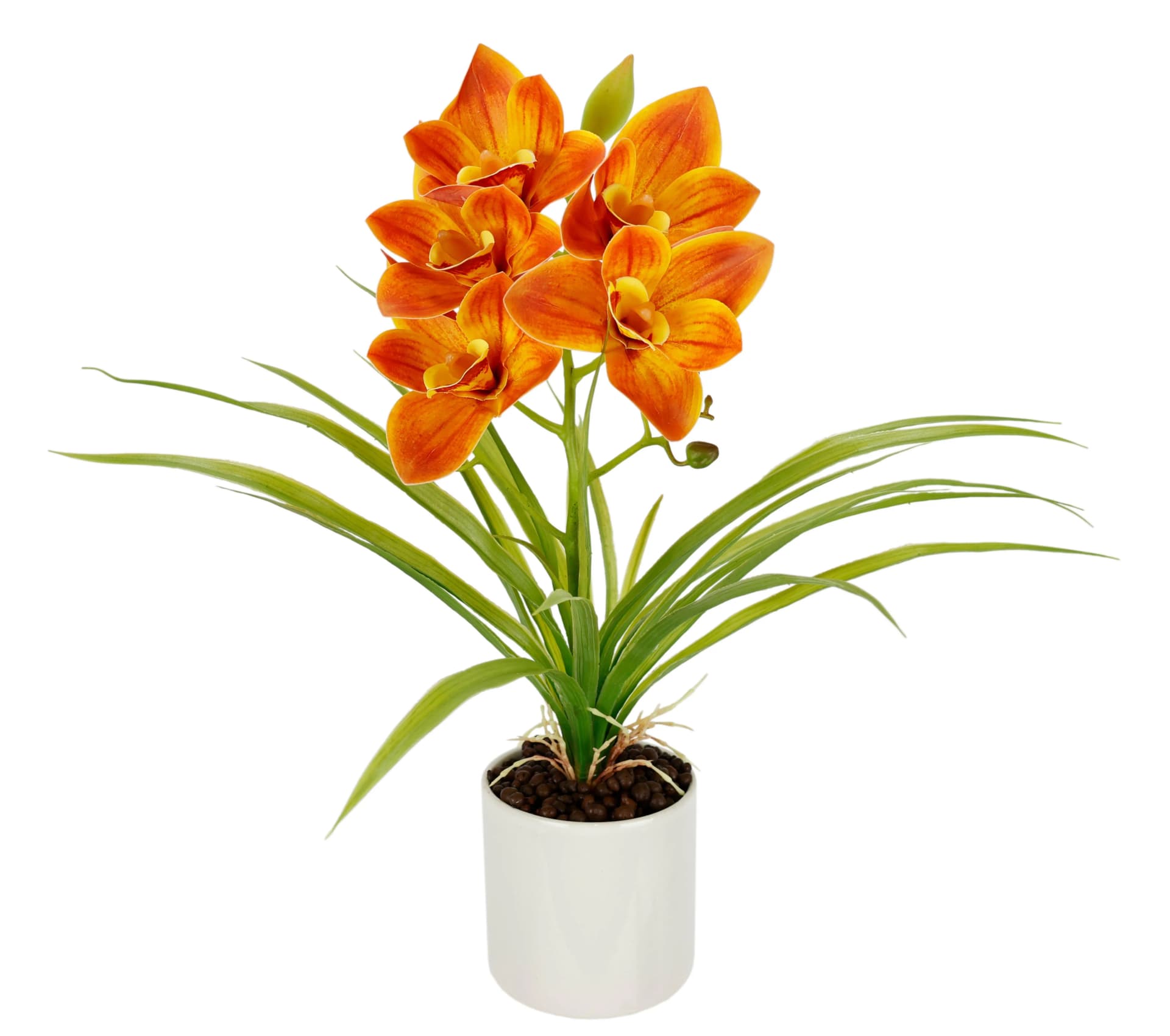 I.GE.A. Kunstorchidee Phalaenopsis Orange Dunkel mit Keramiktopf