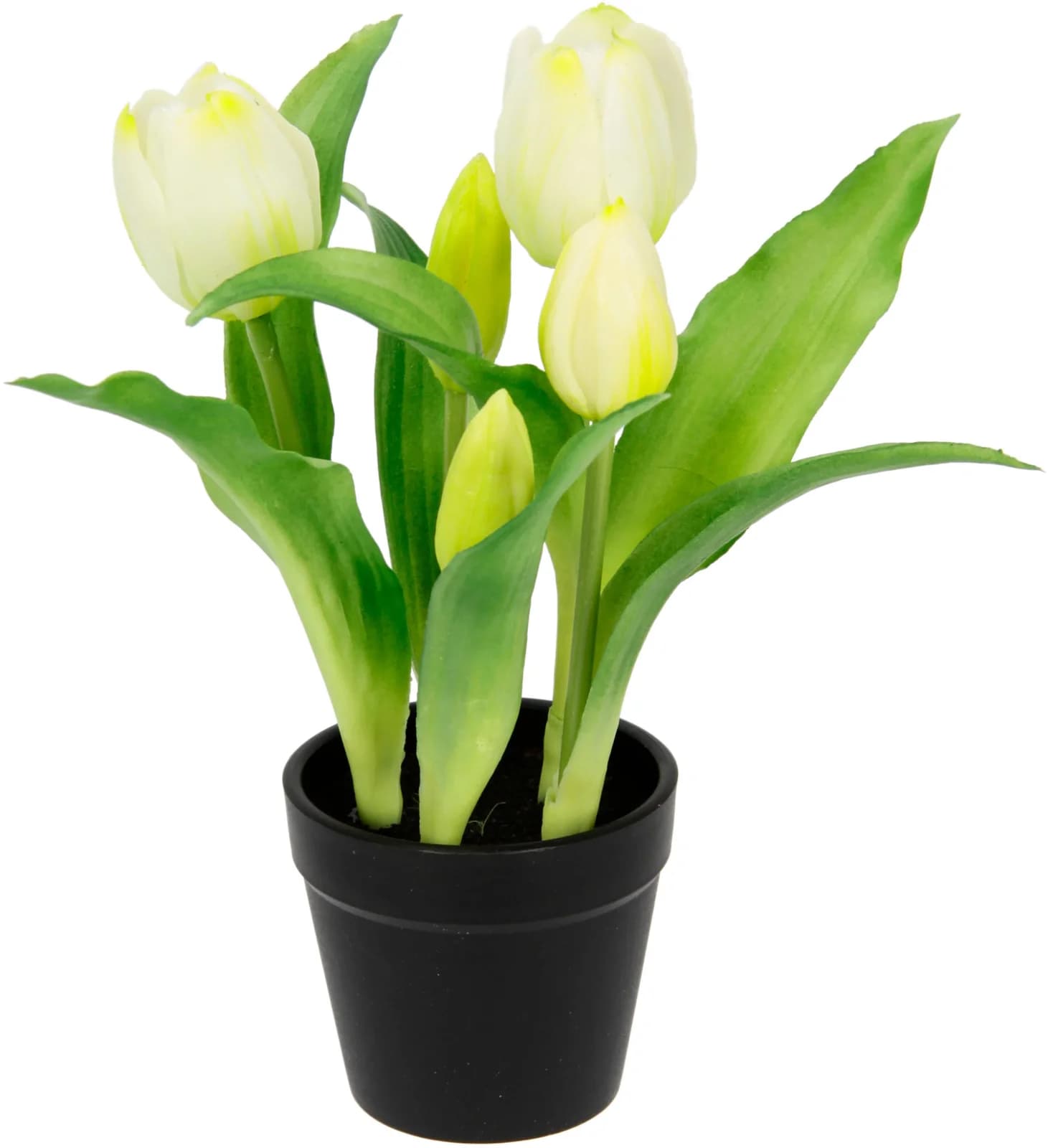 I.GE.A. Kunstblume Tulpen Creme Real-Touch mit Topf