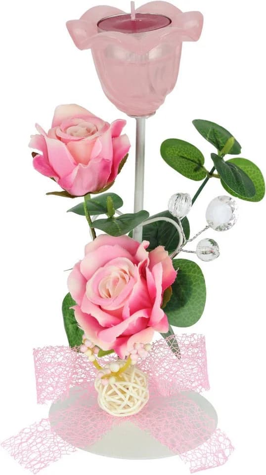 I.GE.A. Teelichthalter 'Rosen' Metall mit Glas