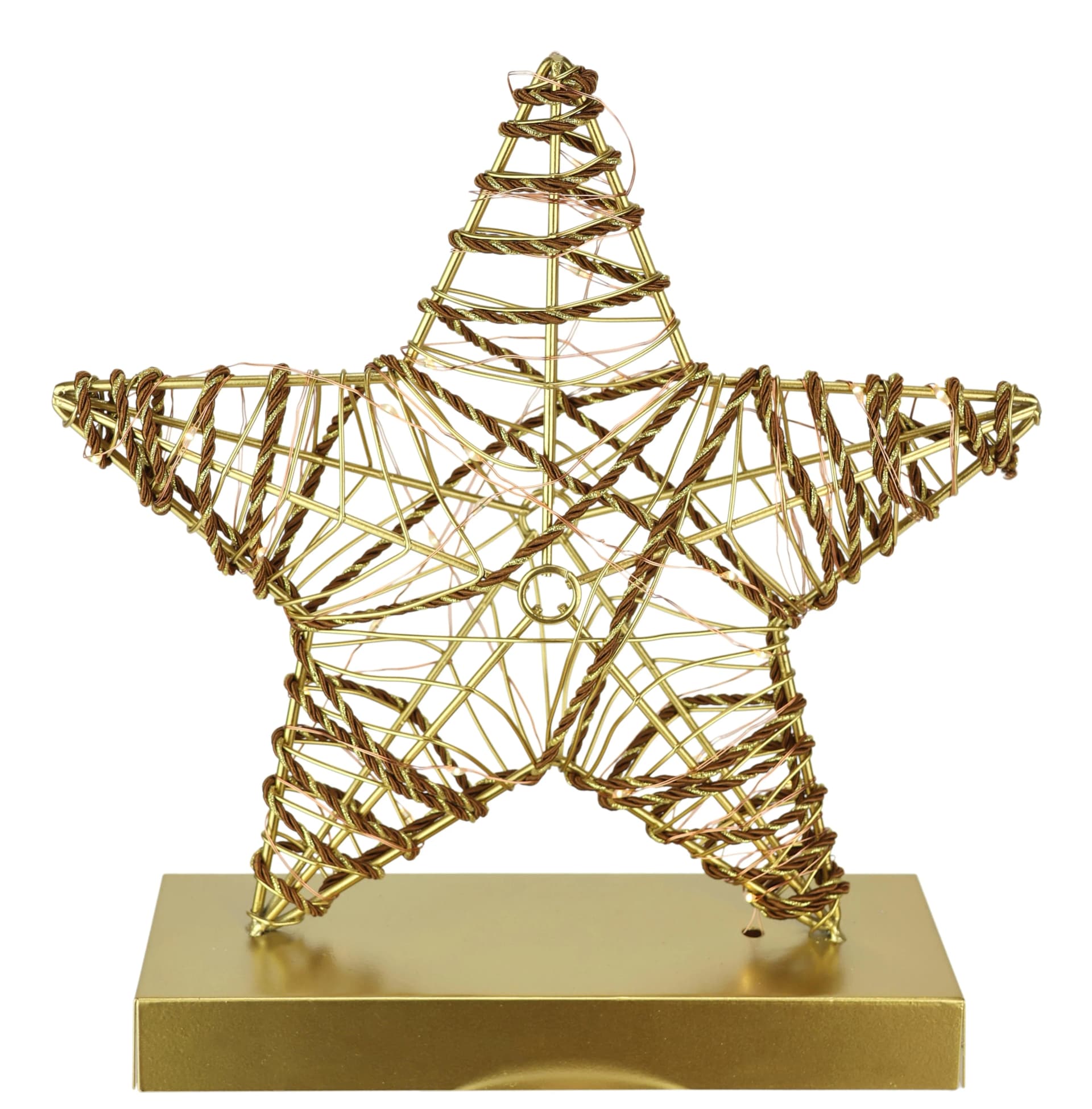 I.GE.A. LED-Dekofigur Stern Gold Metall Warmweiß Timer Batteriebetrieb Weihnachtsdeko